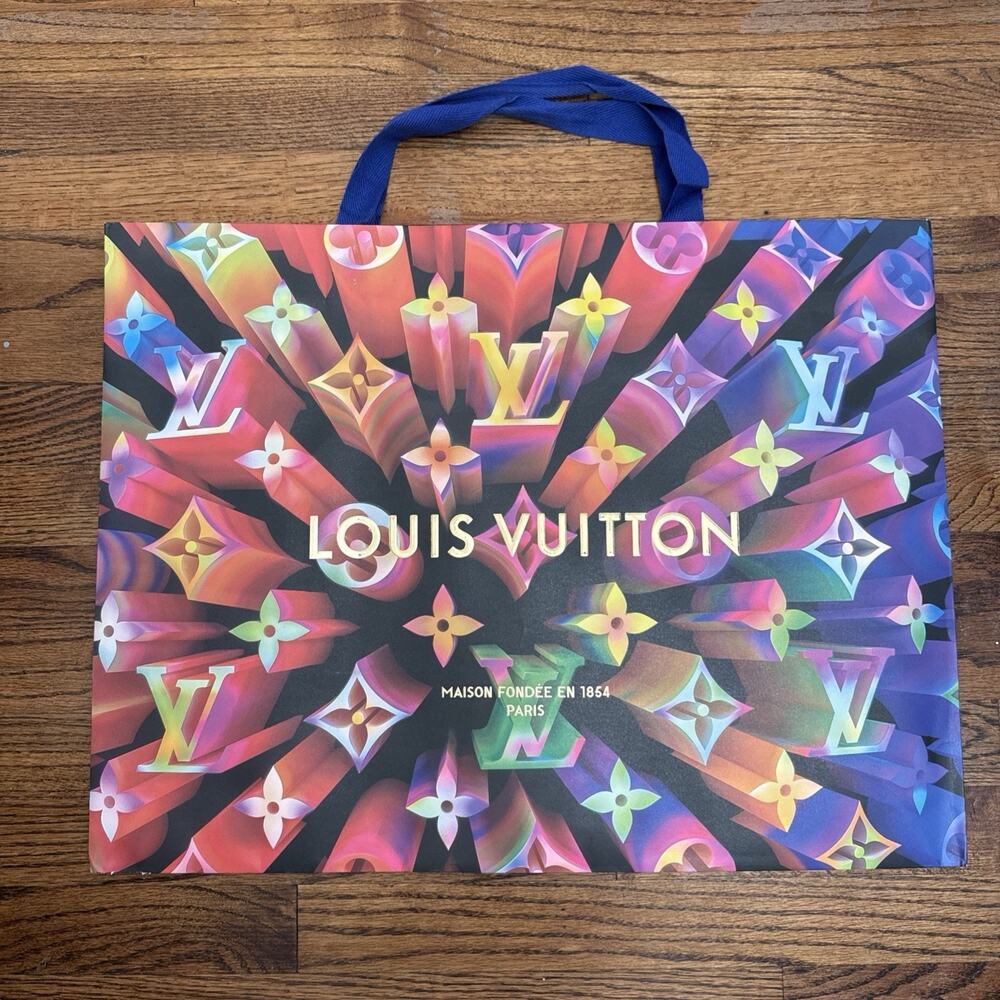 LARGE LOUIS VUITTON Authentic Paper Shopping Gift Bag Rainbow Christmas Limited